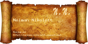 Neiman Nikolett névjegykártya